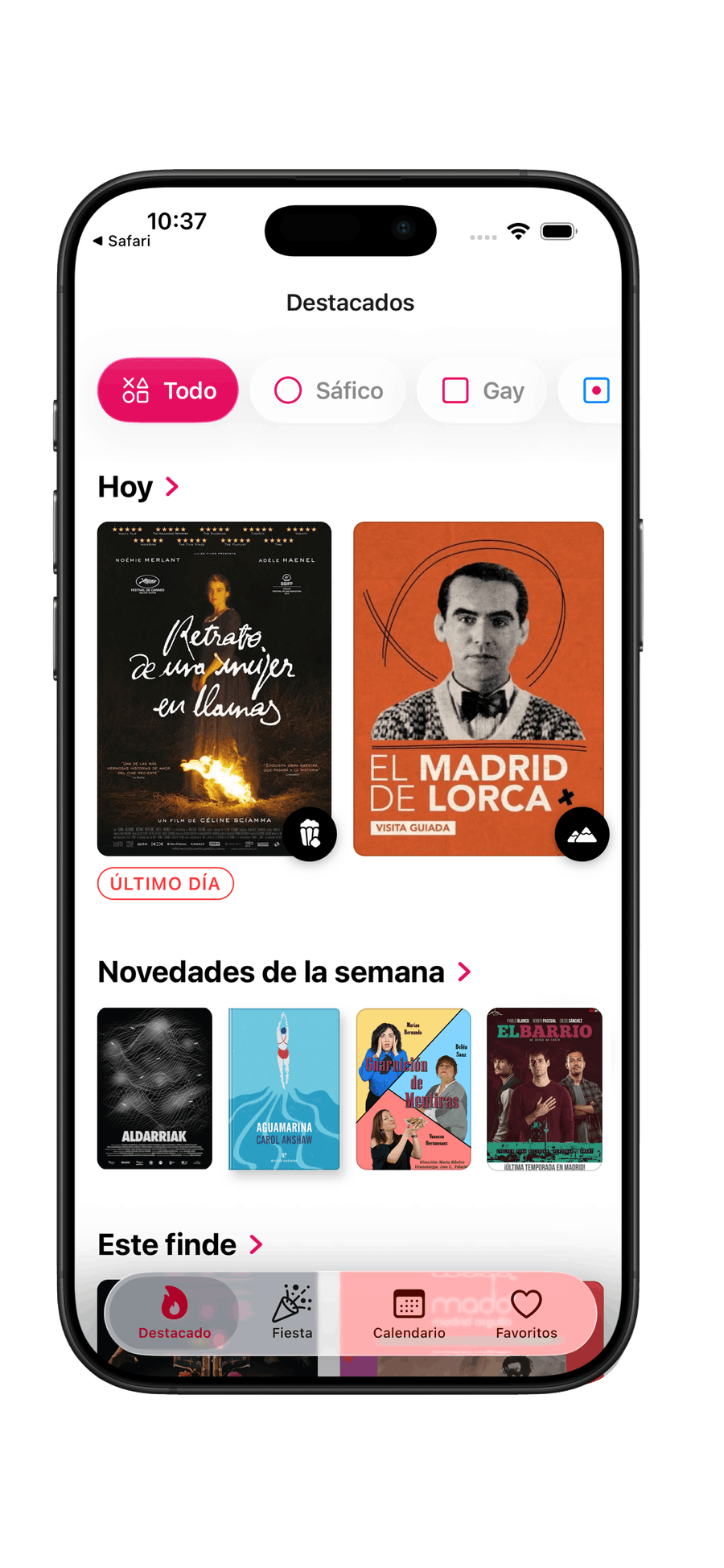Home de Planes LGBT+ con los planes de Hoy y las Novedades de la semana