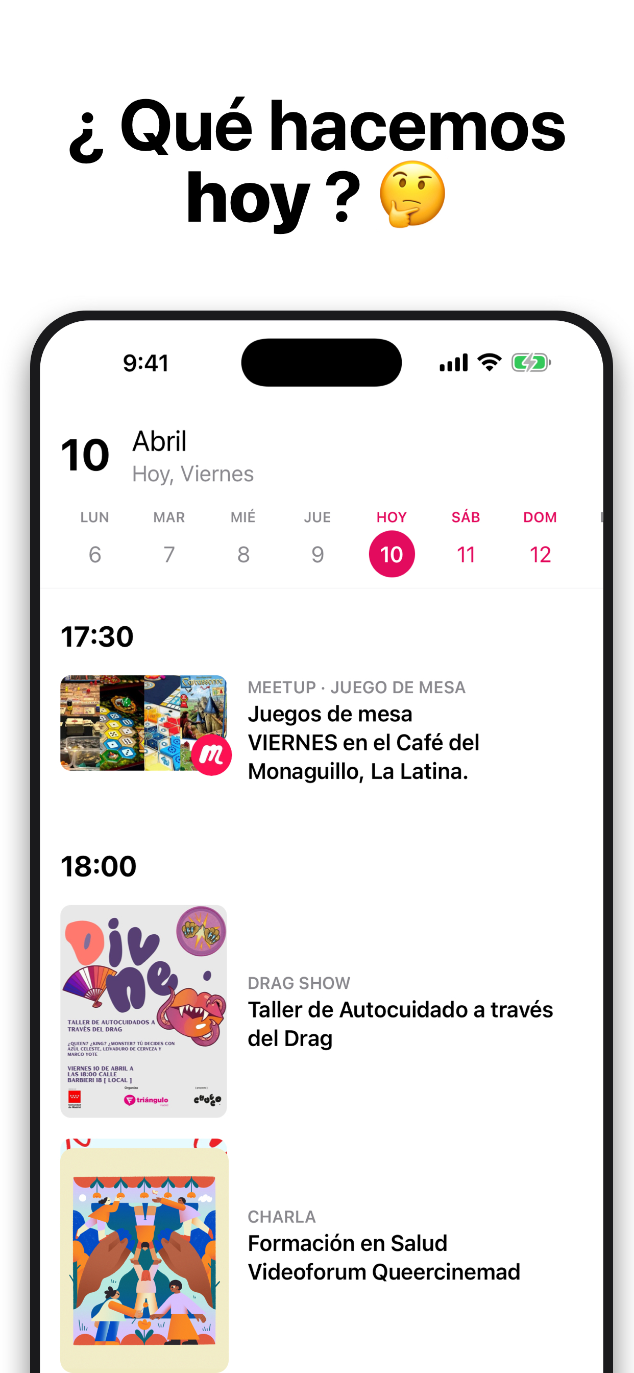 ¿Qué hacemos hoy? Calendario diario de planes